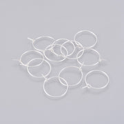 10 Pcs, 14x0.5mm, Brass Wine Glass Charm Rings Hoop Earrings, Silver Color Plated,