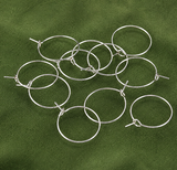 10 Pcs, 14x0.5mm, Brass Wine Glass Charm Rings Hoop Earrings, Silver Color Plated,