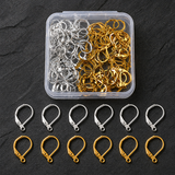 8 Pcs, 15x10mm,2 Colors Brass Leverback Earring Findings, with Horizontal Loops, Lead Free and Cadmium Free, Golden & Silver.