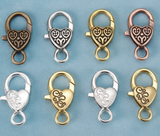 Alloy Lobster Claw Clasps, Heart, Mixed Color, 11x7x3cm,