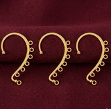 2 Pairs, 58x35x2mm, Alloy Ear Cuff Findings, with 7 Loop, Ear Wrap Earring Hooks for Non Piercing Earring Making, Golden