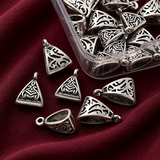 15.5~16mm, 20Pcs 2 Style Tibetan Style Alloy Tube Bails, Loop Bails, Bail Beads, Antique Silver