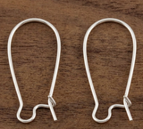 50 Pcs Brass Hoop Earring Findings, Kidney Ear Wire, Real Platinum Plated, 25x11.5mm