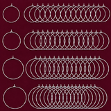 1 Set Brass Wine Glass Charm Rings Hoop Earrings, Silver