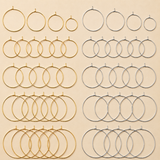 160 Pcs 8 Style 316 Surgical Stainless Steel Wine Glass Charms Rings, Hoop Earring DIY Material for Hoop Earrings, Golden & Steel Color, 20~35x20~30x0.7mm