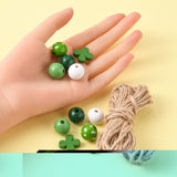 80Pcs Natural Wooden Beads & Jute Cord DIY Pendant Kit