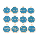 12Pcs 12mm Dark Cyan Constellation Enamel Pendants