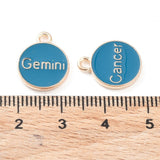 12Pcs 12mm Dark Cyan Constellation Enamel Pendants