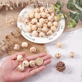 90Pcs 20mm Laser Engraved Theaceae Wooden Beads