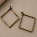 Alloy Rhombus Open Back Bezel Pendants
