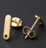 2 Pairs 201 Stainless Steel Stud Earring Findings Real 24K Gold Plated