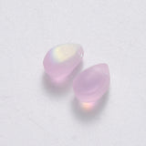 10 Pcs, 9x6mm, Glass Charms Matte Teardrop Pink