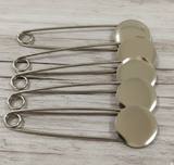 8 cm Metal Safety Pins With Round Brooch Pin Fitting