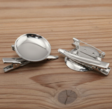 20 Pcs Blank Tray Fitting Base Alligator Clips With Brooch Pin