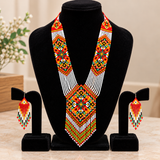 Handcrafted Multicolor Beaded Necklace & Earrings Set