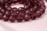 50+Pcs, 8mm Trans Purple Crystal Faceted Football Beads