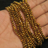 1 String, 4mm Crystal Faceted Rondelle Beads Metallic Golden