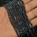 1 String, 4mm Crystal Faceted Rondelle Beads Metallic Black