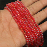 4mm Crystal Faceted Rondelle Beads Rainbow Red