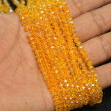 4mm Crystal Faceted Rondelle Beads Yellow
