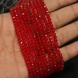 4mm Crystal Faceted Rondelle Beads Red