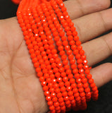 4mm Crystal Faceted Rondelle Beads Opaque Orange