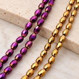 6x8mm Faceted Crystal Metallic Oval Beads