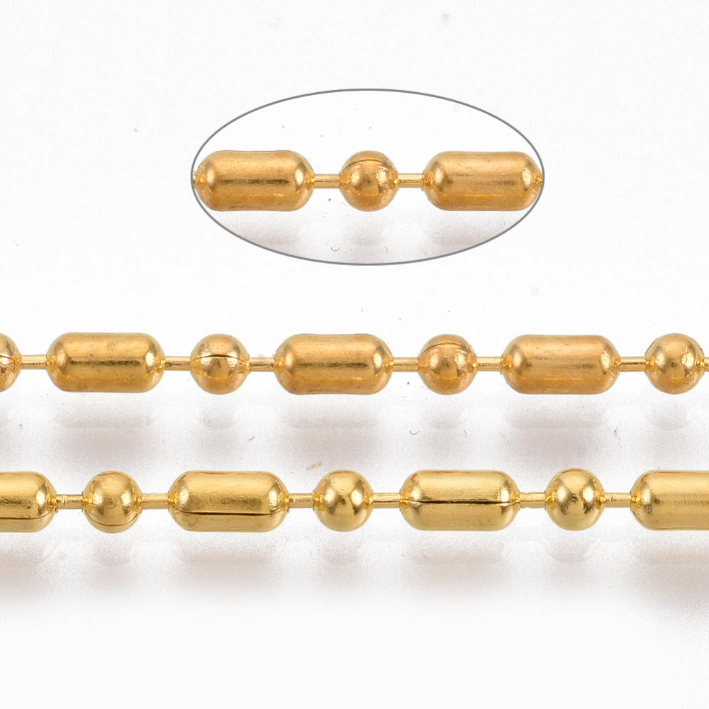 Brass Ball Chains, Ball-Bar Style, Round and Oval