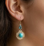 Wires Mesh Gemstone Earrings