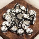 100 Pcs 8mm Rhinestone Spacer Beads Black