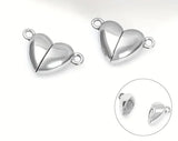 5 Pcs 16X11mm Love Heart Magnetic Clasp Silver