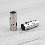 16X4mm Magnetic Clasps Leather Cord Connectors Silver