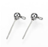 50 Pcs 4,6,8mm Ball, Steel Ball Earring Studs