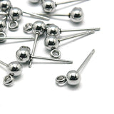 50 Pcs 4,6,8mm Ball, Steel Ball Earring Studs