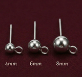 50 Pcs 4,6,8mm Ball, Steel Ball Earring Studs