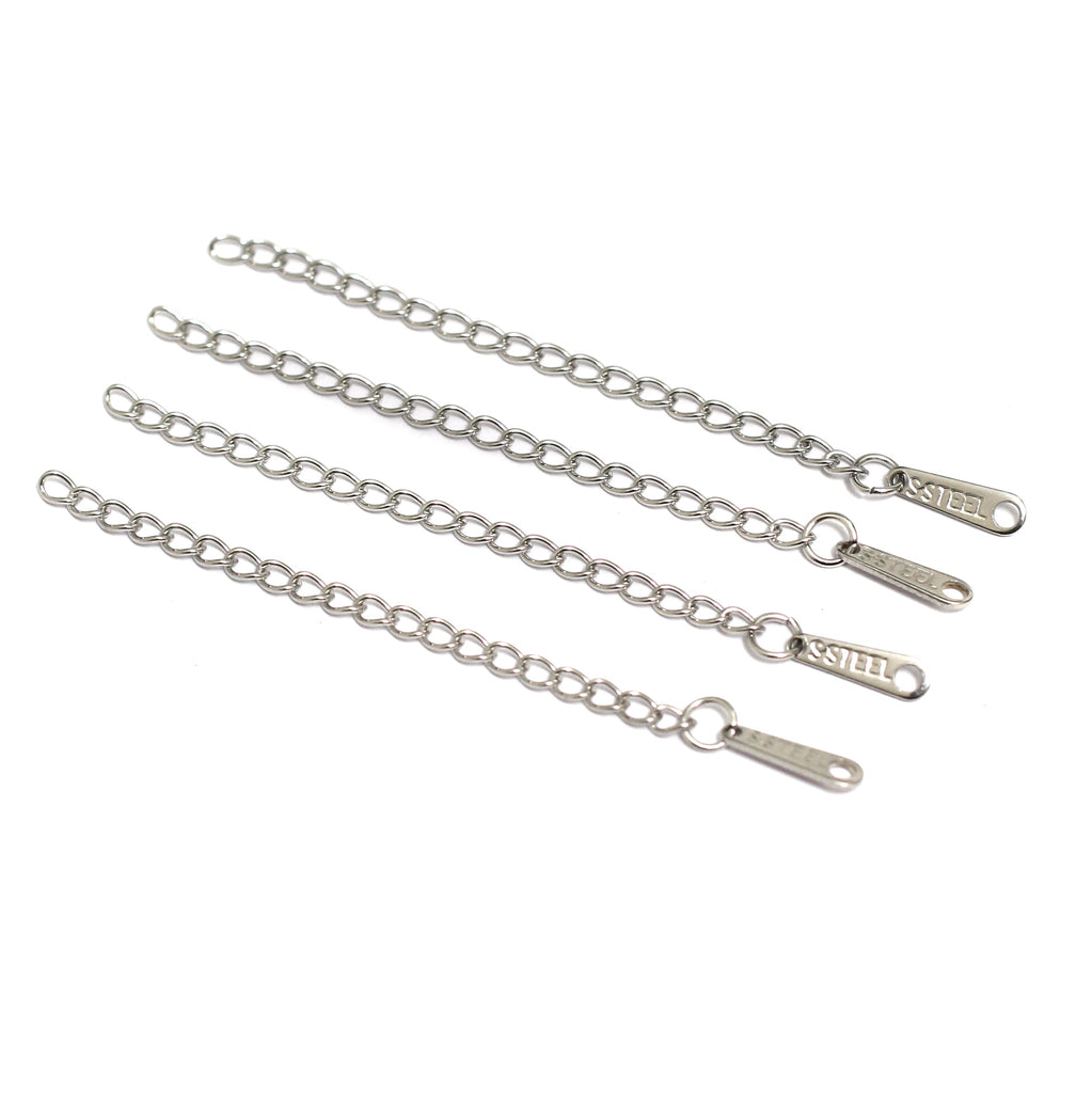 50 Pcs 2 Inch, Stainless Steel Extender Chains With Tag 3x2mm Link Size
