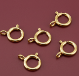 10 Pcs, Golden Brass Spring Ring Clasps