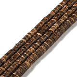 2 Strings Coconut Beads Flat Round Coffee 5mm
