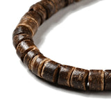 2 Strings Coconut Beads Flat Round Coffee 5mm
