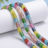 1 String Crackle Tube Beads Assorted Colour 4x8 mm