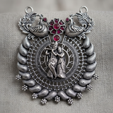 German Silver Divine Radha Krishna Pendant