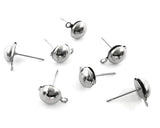 10 Pcs 8mm Half Ball With Closed Loop Earring Posts