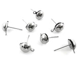 5 Pairs 8mm Half Ball With Closed Loop Earring Posts