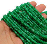 1 String Faceted Rondelle Stone Beads Green 4mm