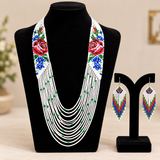 Handcrafted Rose Garden Multistrand Beaded Necklace Set