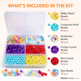 5 Kits, Acrylic Beads Multicolor DIY Kit With 1 Mtr Elastic Thread