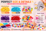 5 Kits, Acrylic Beads Multicolor DIY Kit With 1 Mtr Elastic Thread