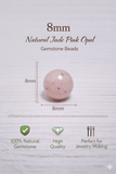 1 String 8mm Natural Jade Pink Opal Gemstone Beads