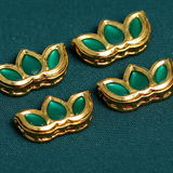 4 Pcs, 12x24mm, Kundan Spacer Connectors Golden