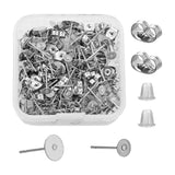 DIY Earring Making Kits, Stainless Steel Flat Round Blank Stud Earring, Stainless Steel & Ear Nuts 400pcs/box